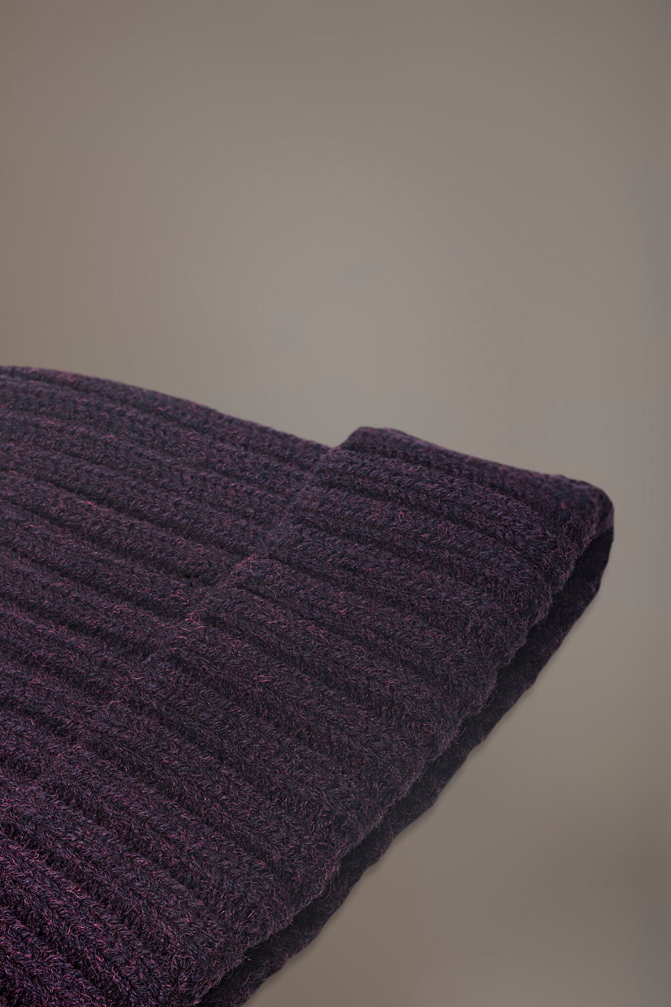 Ribbed knit wool blend beanie hat