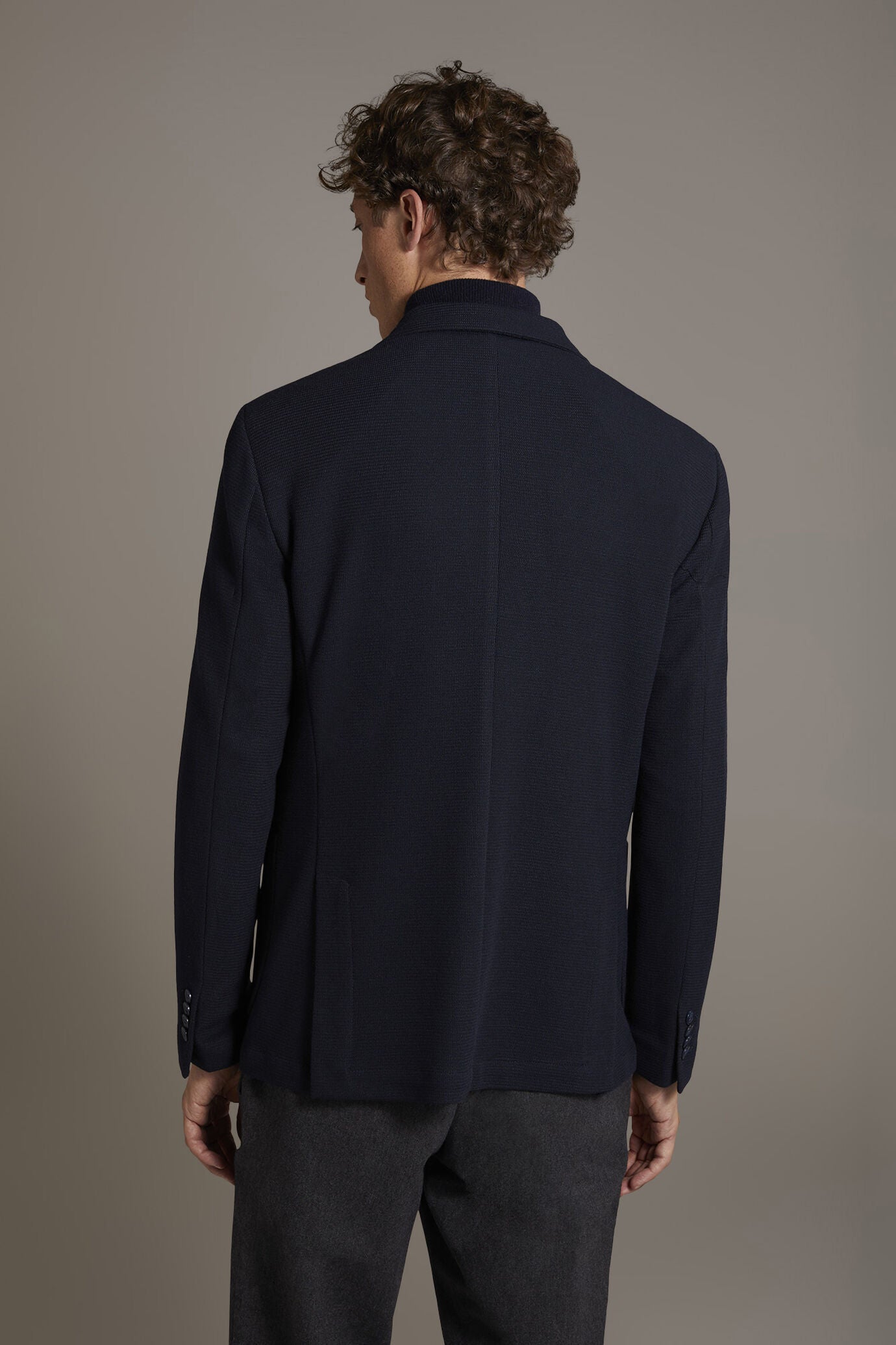 Single-breasted jersey jacket with patch pockets made in Italy