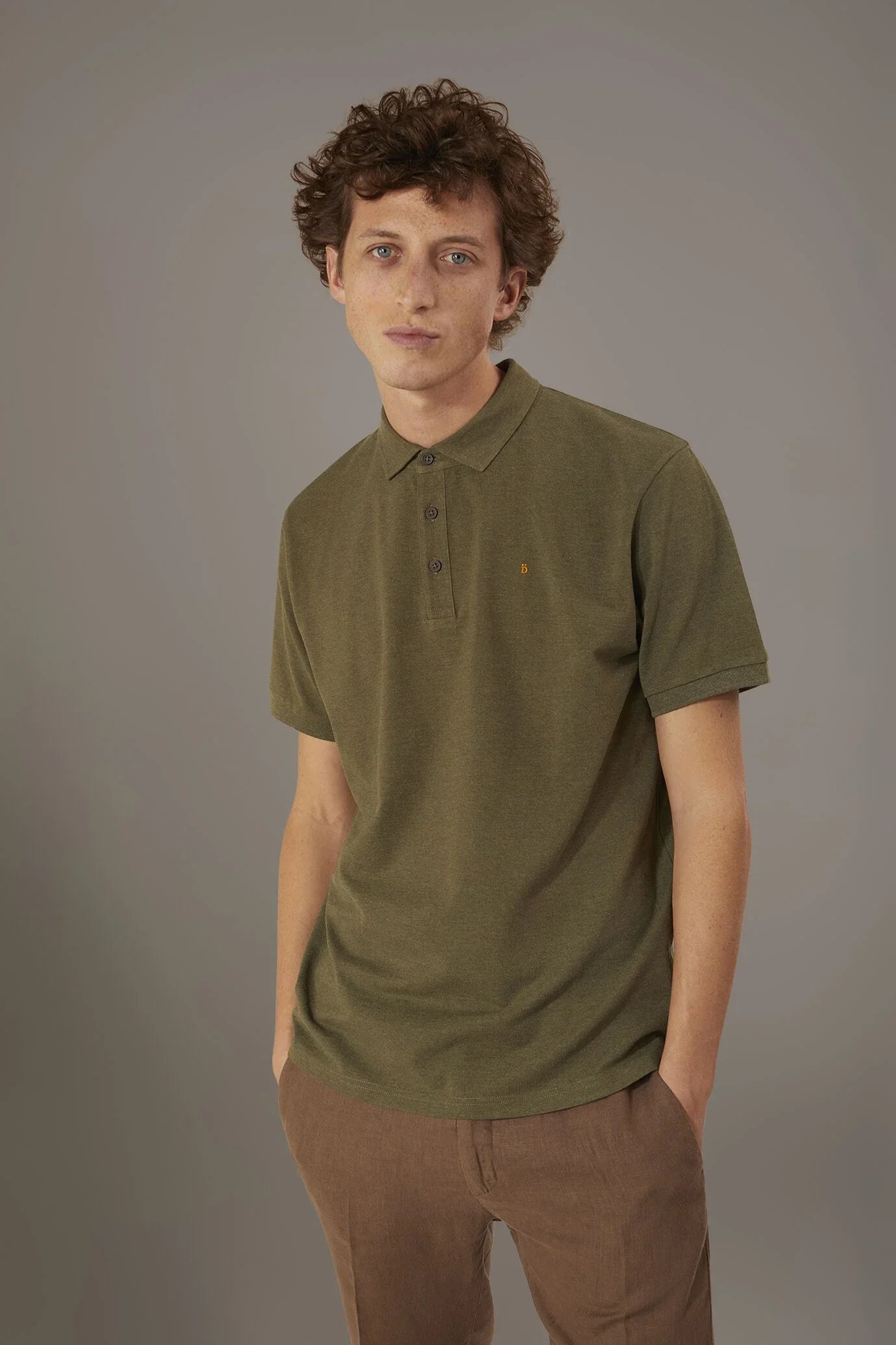 Short sleeves melange polo cotton blend