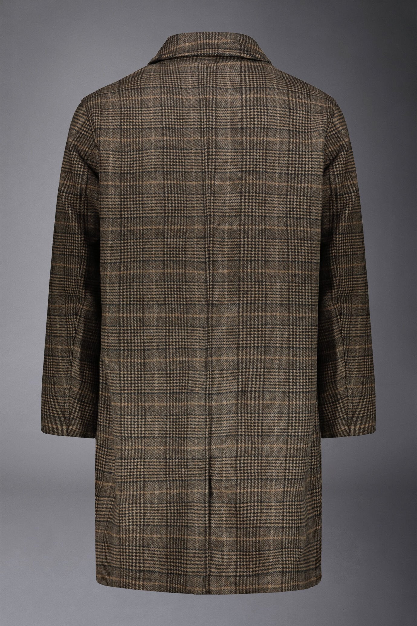 Men's wool-blend single-breasted checked loden coat