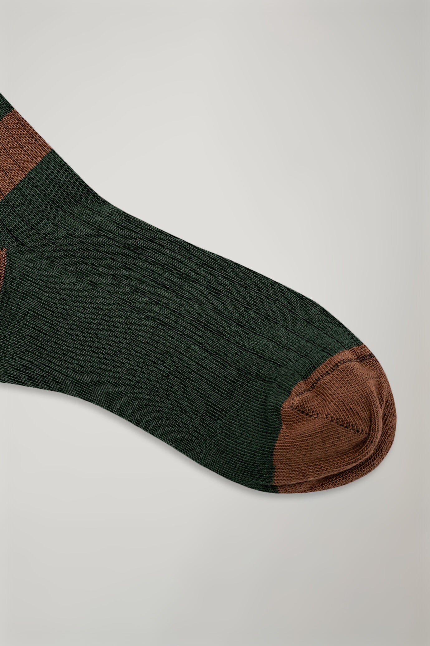 Men's long socks in wide rib knit regimental pattern made in Italy
