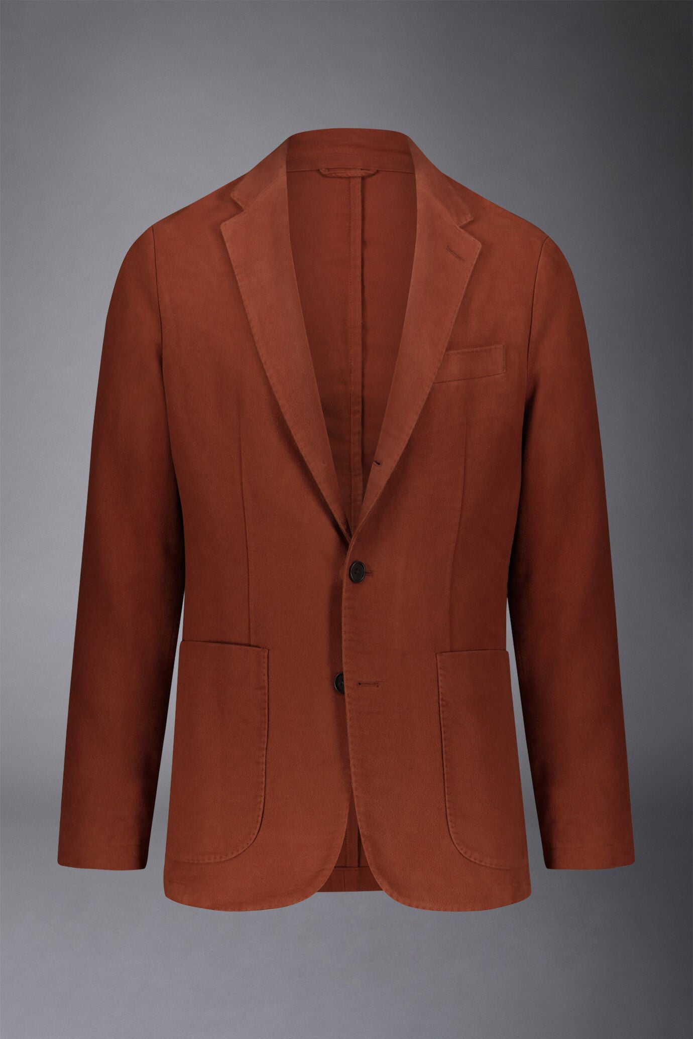 Men's single-breasted jacket in plain moleskin fabric regular fit