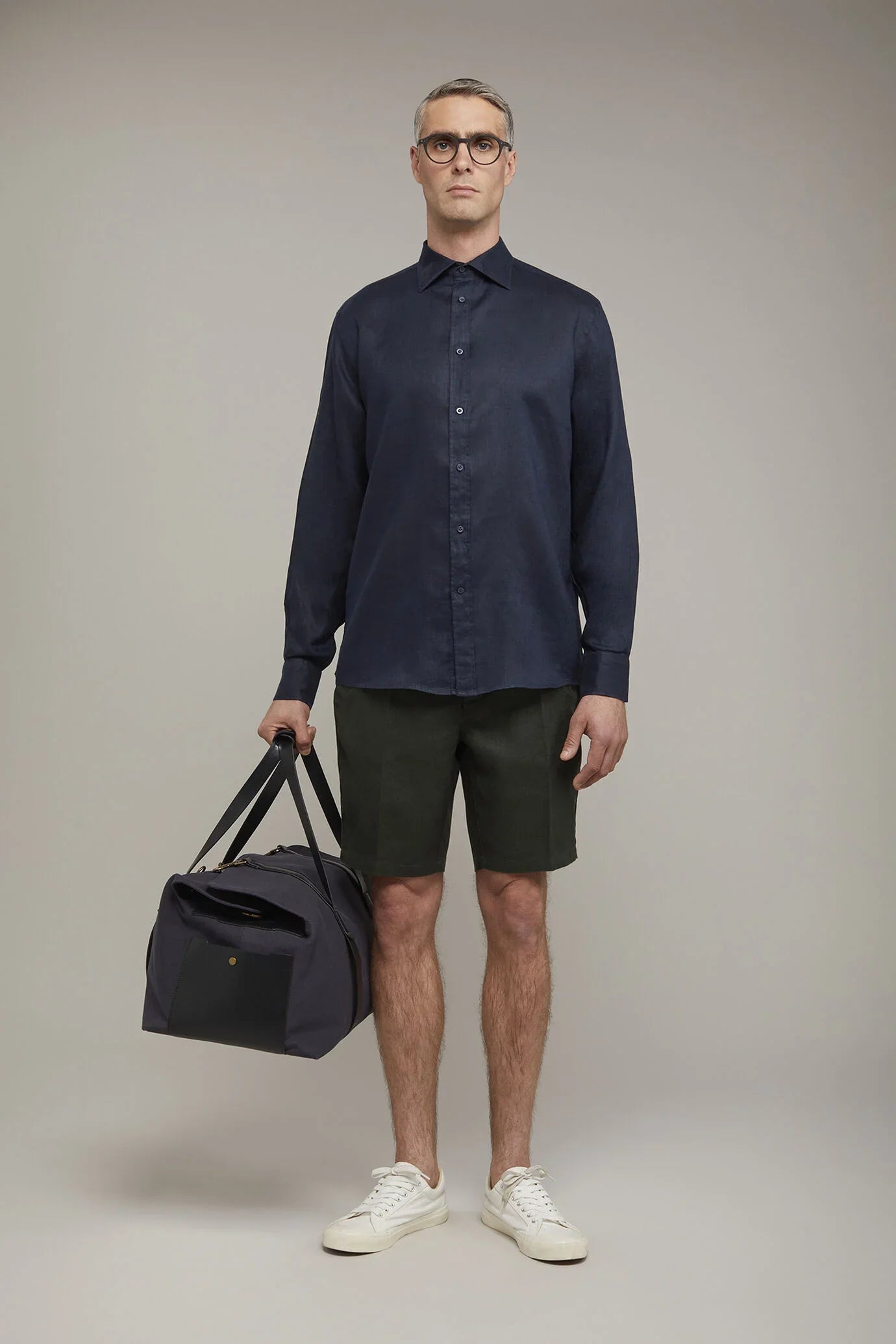 Men's pure linen bermuda