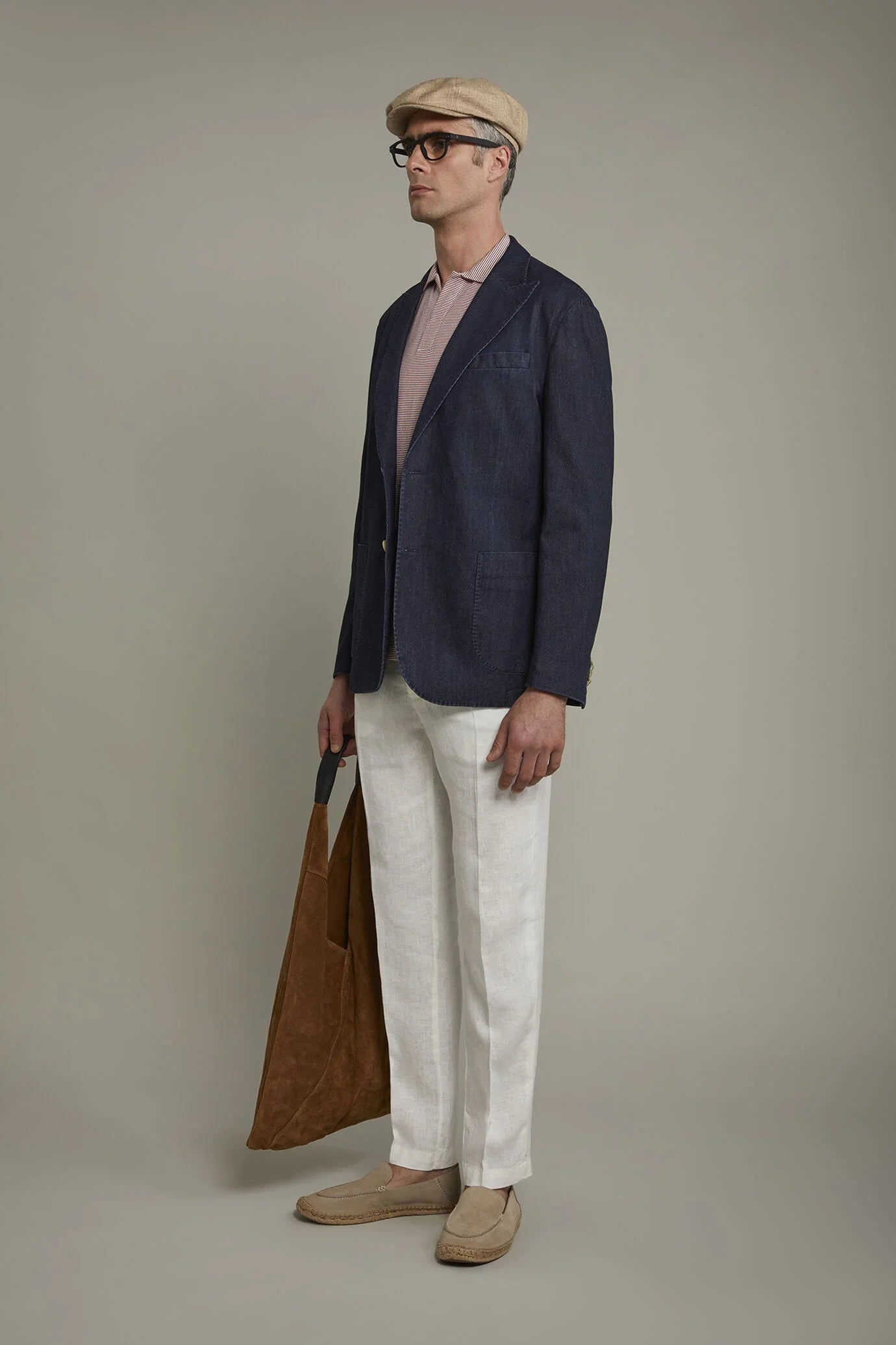 Men's unlined single breasted blazer with peack lapel and patch pockets regular fit