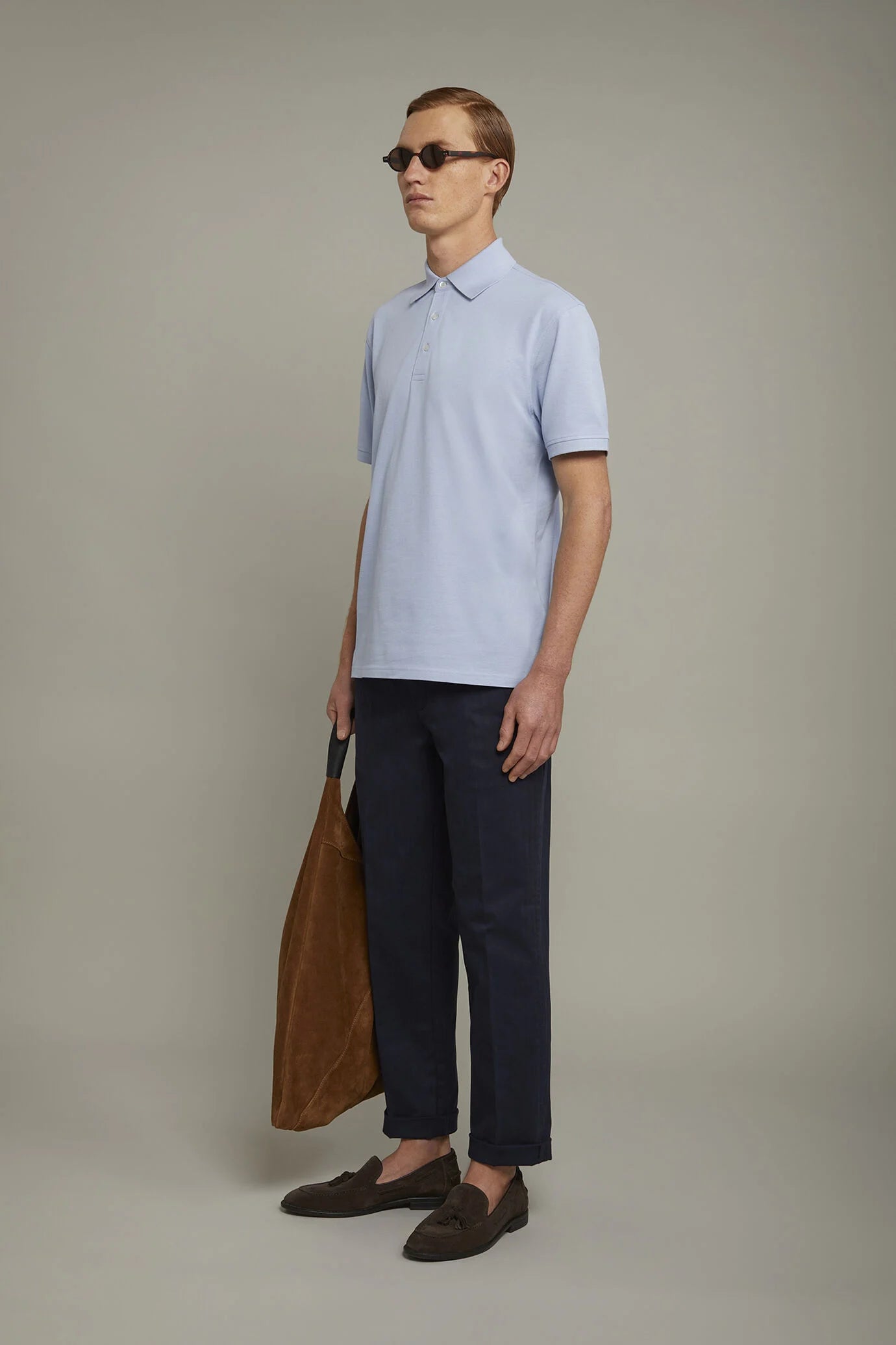 Men's short sleeve polo shirt 100% piquet cotton regular fit