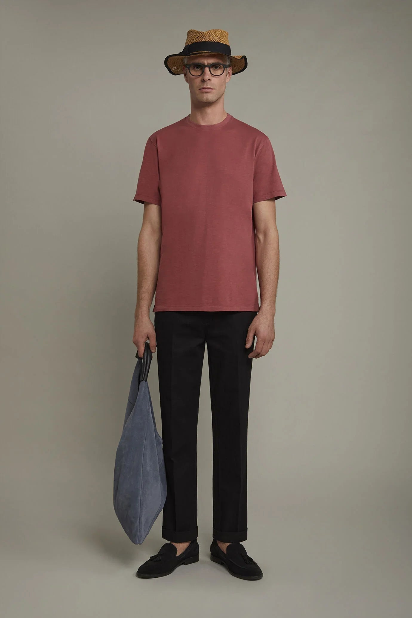 Men’s round neck t-shirt 100% cotton flamed effect regular fit