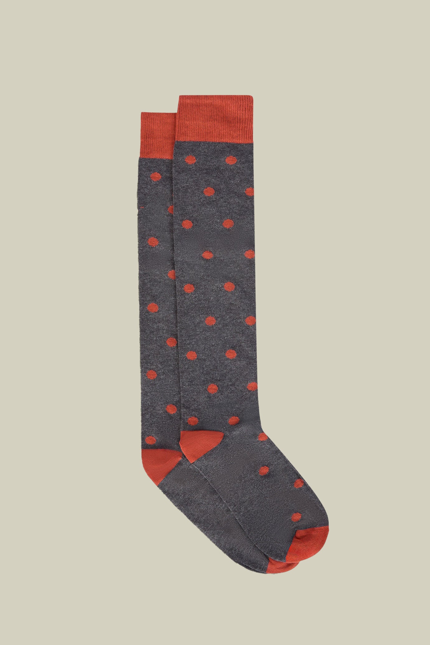 Men's long socks in polka dot stockinette stitch, made in Italy
