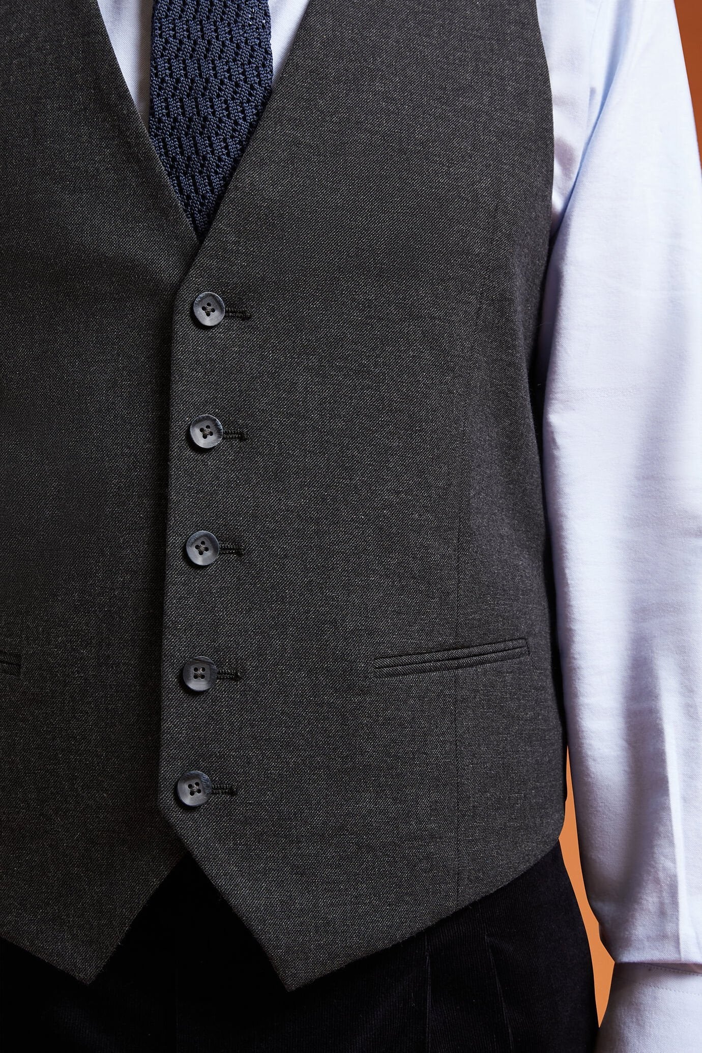 Men's regular fit classic waistcoat in grisaille fabric