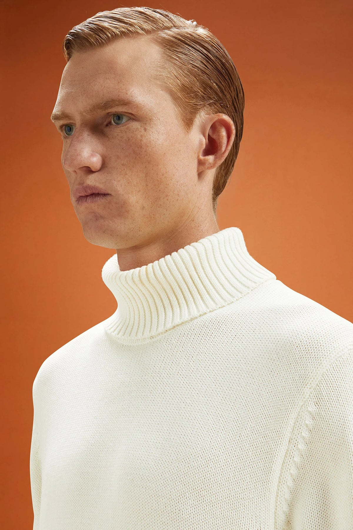 Men's ribbed knit polo neck jumper in a regular fit