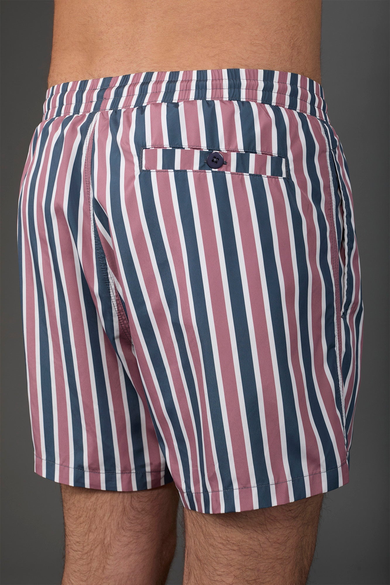 Men's swimwear with vertical striped pattern