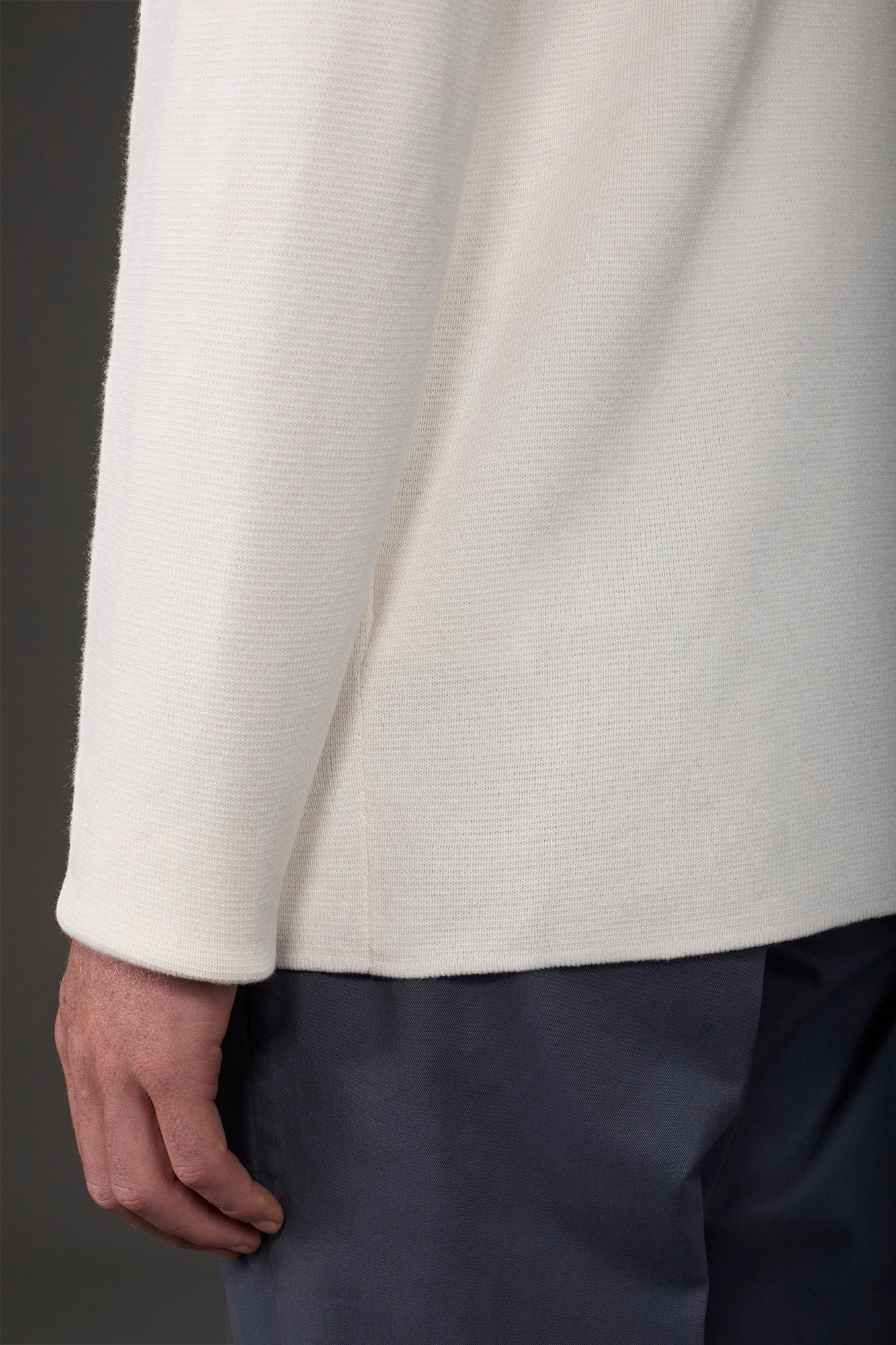 Men's double-breasted cardigan with patch pockets, 100% cotton milano rib knit