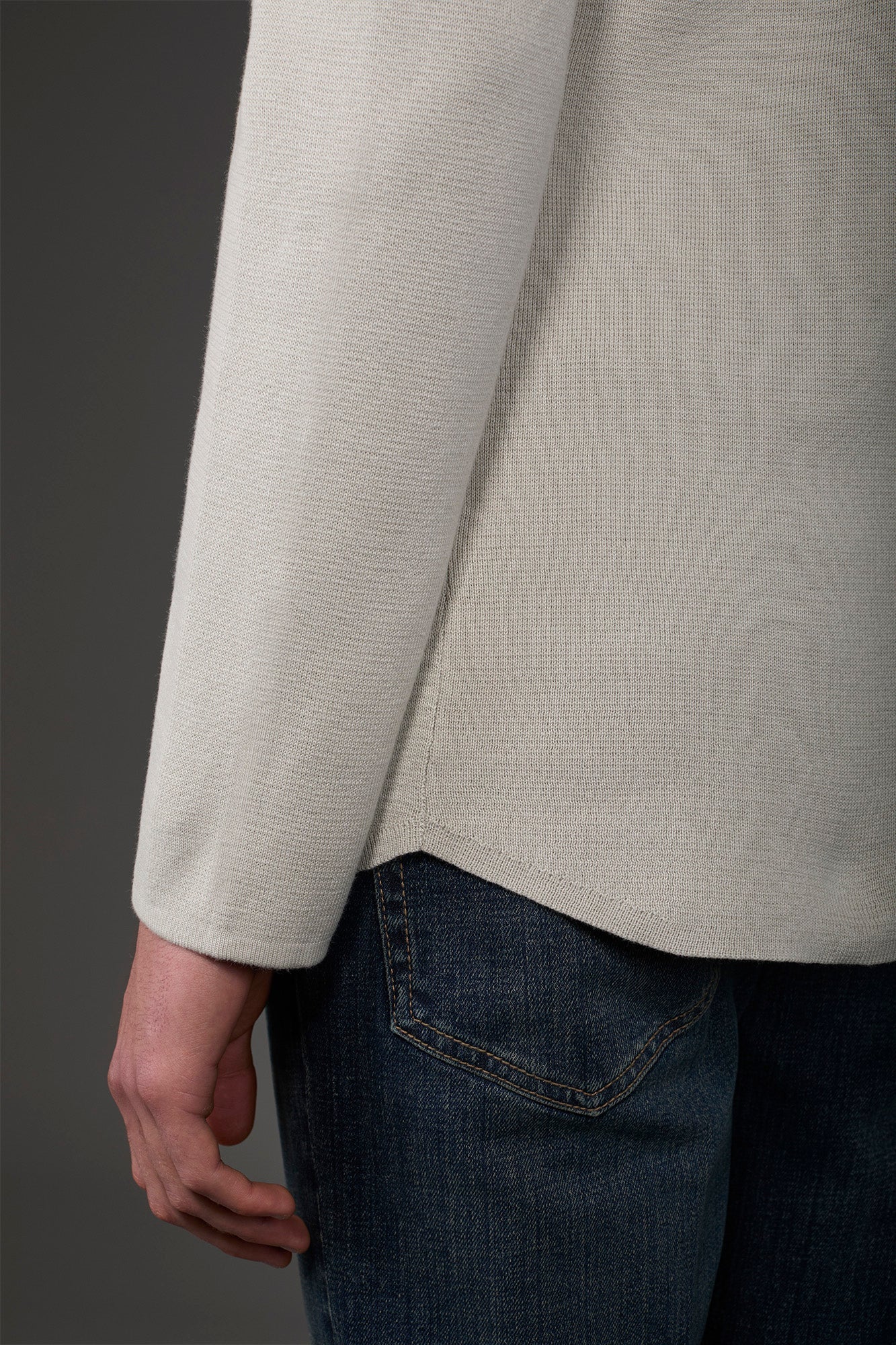 Men's shirt jacket with patch pockets, 100% cotton milano rib knit