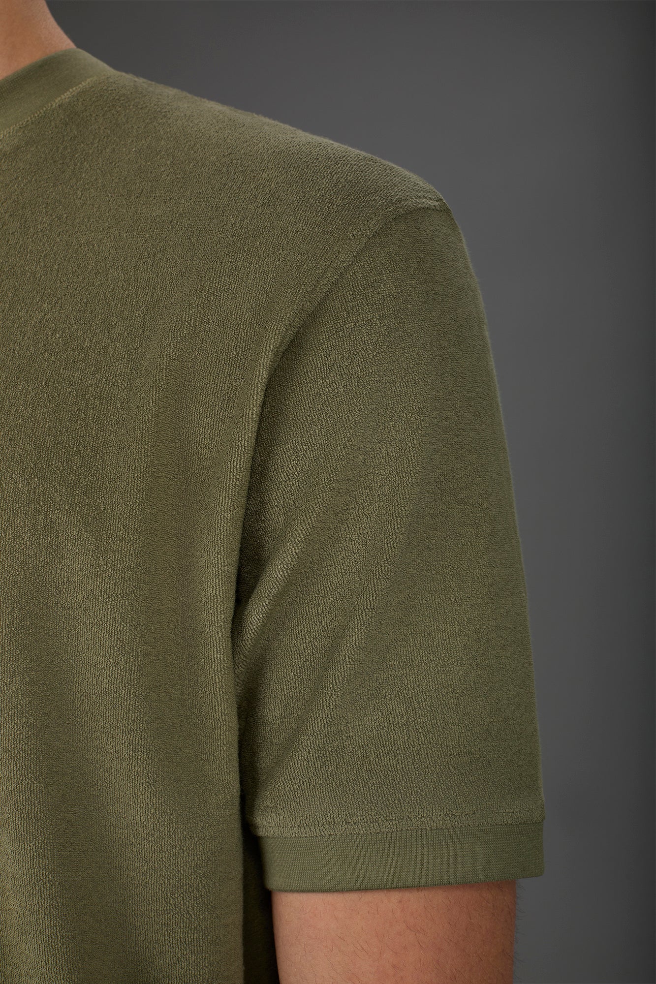 Men's crew neck short sleeve cotton terry T-shirt