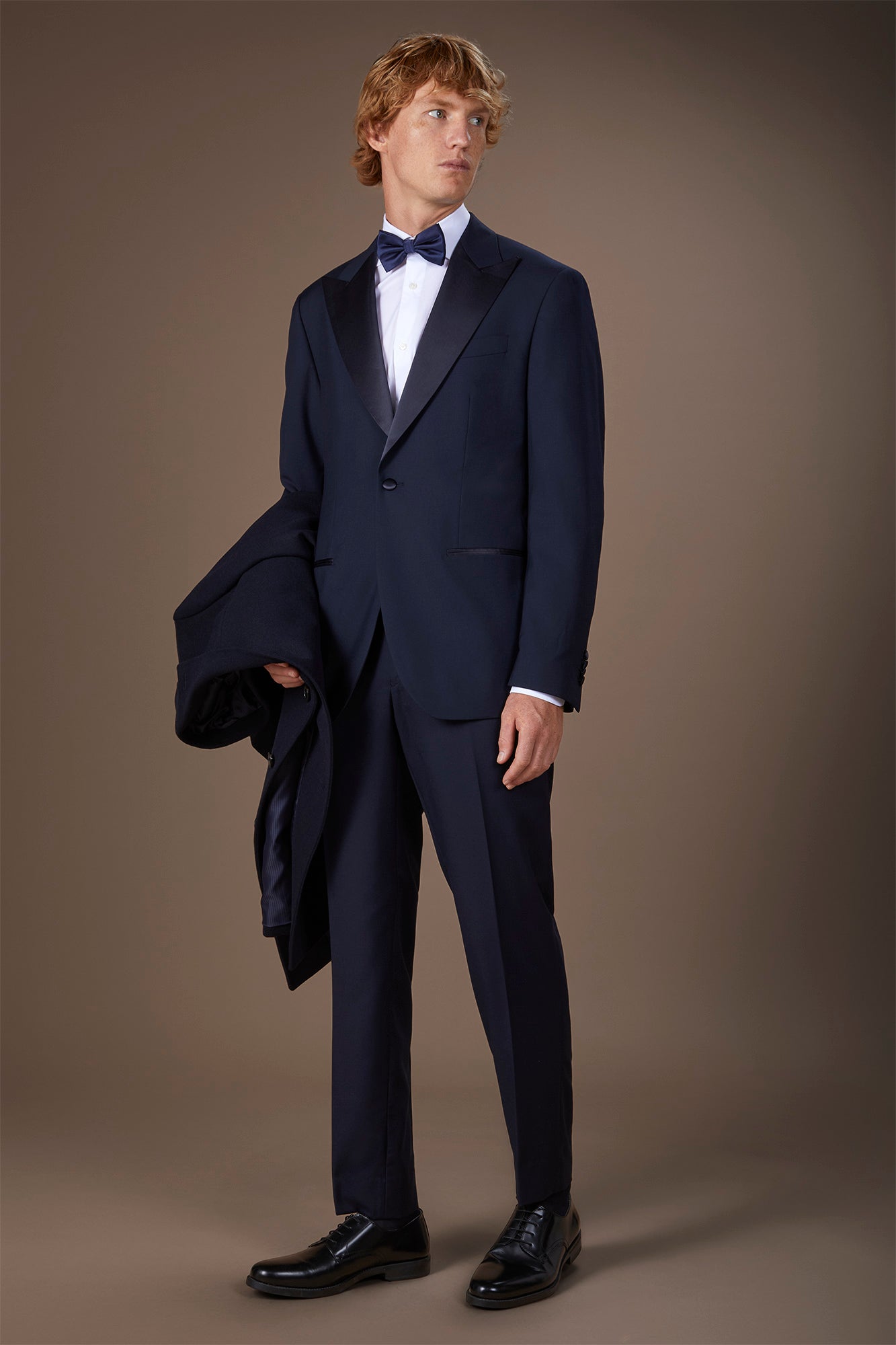 Men's single-breasted smoking jacket in serge twill fabric with regular fit