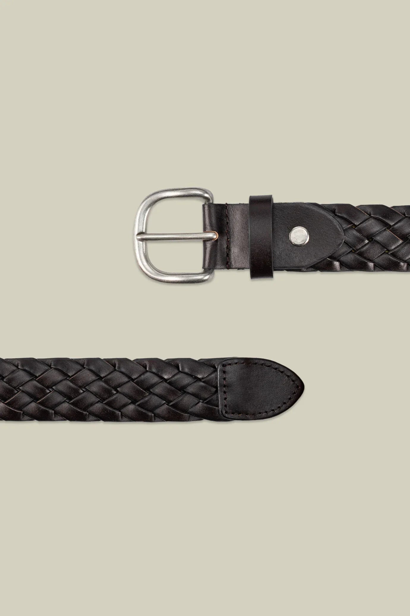 Men's braided belt in 100% regenerated leather