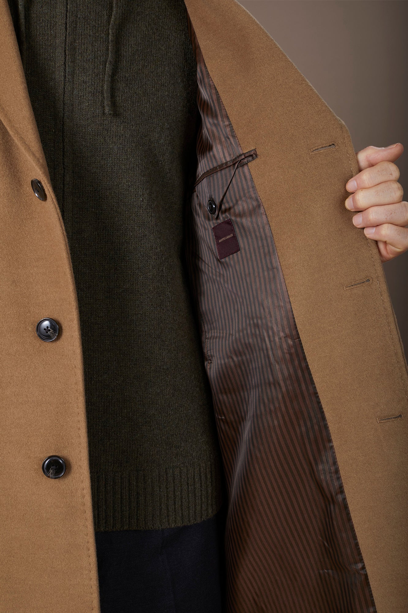 Men's single-breasted coat in regular fit velour fabric