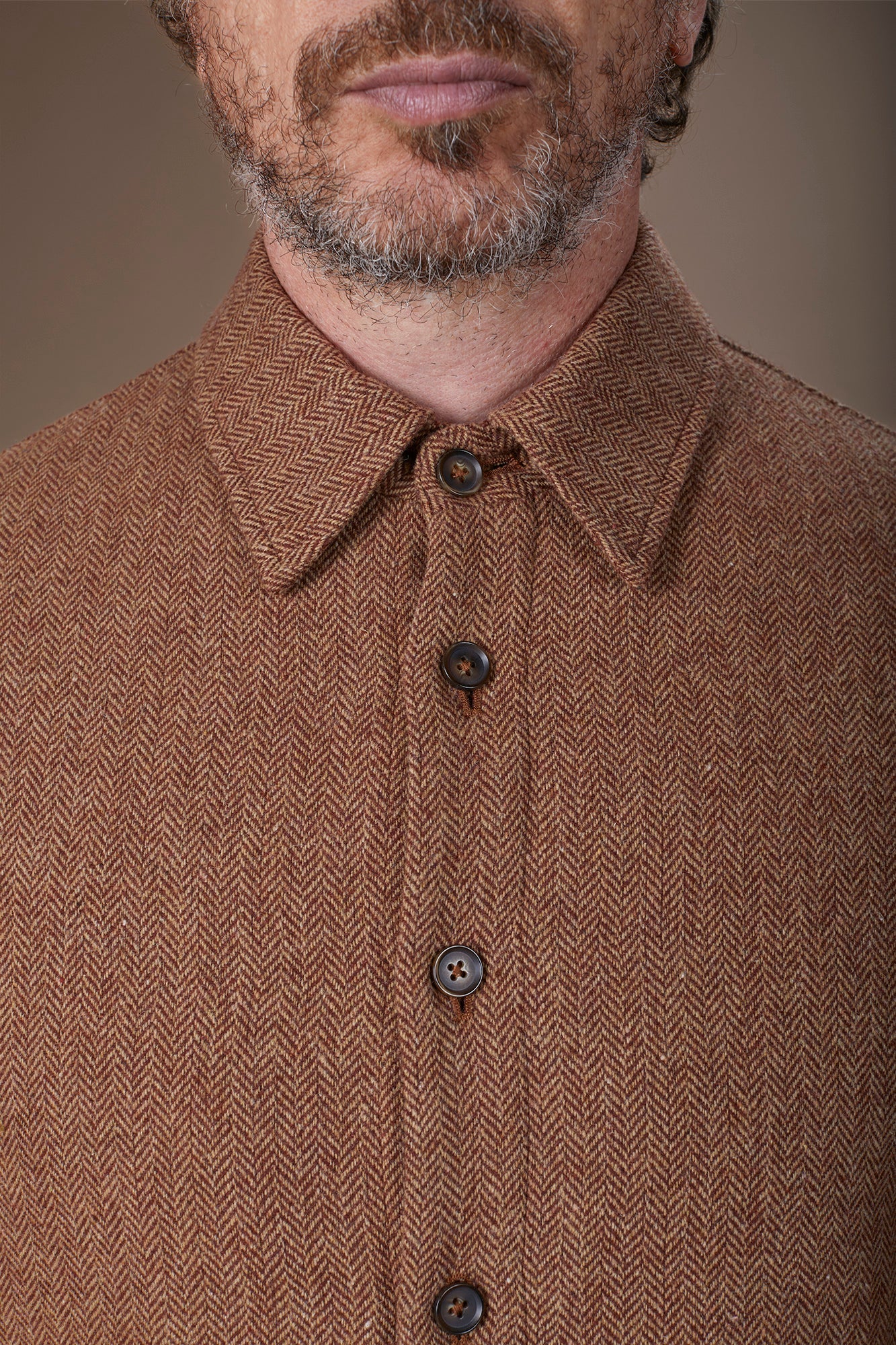 Men's regular fit overshirt in herringbone wool blend fabric