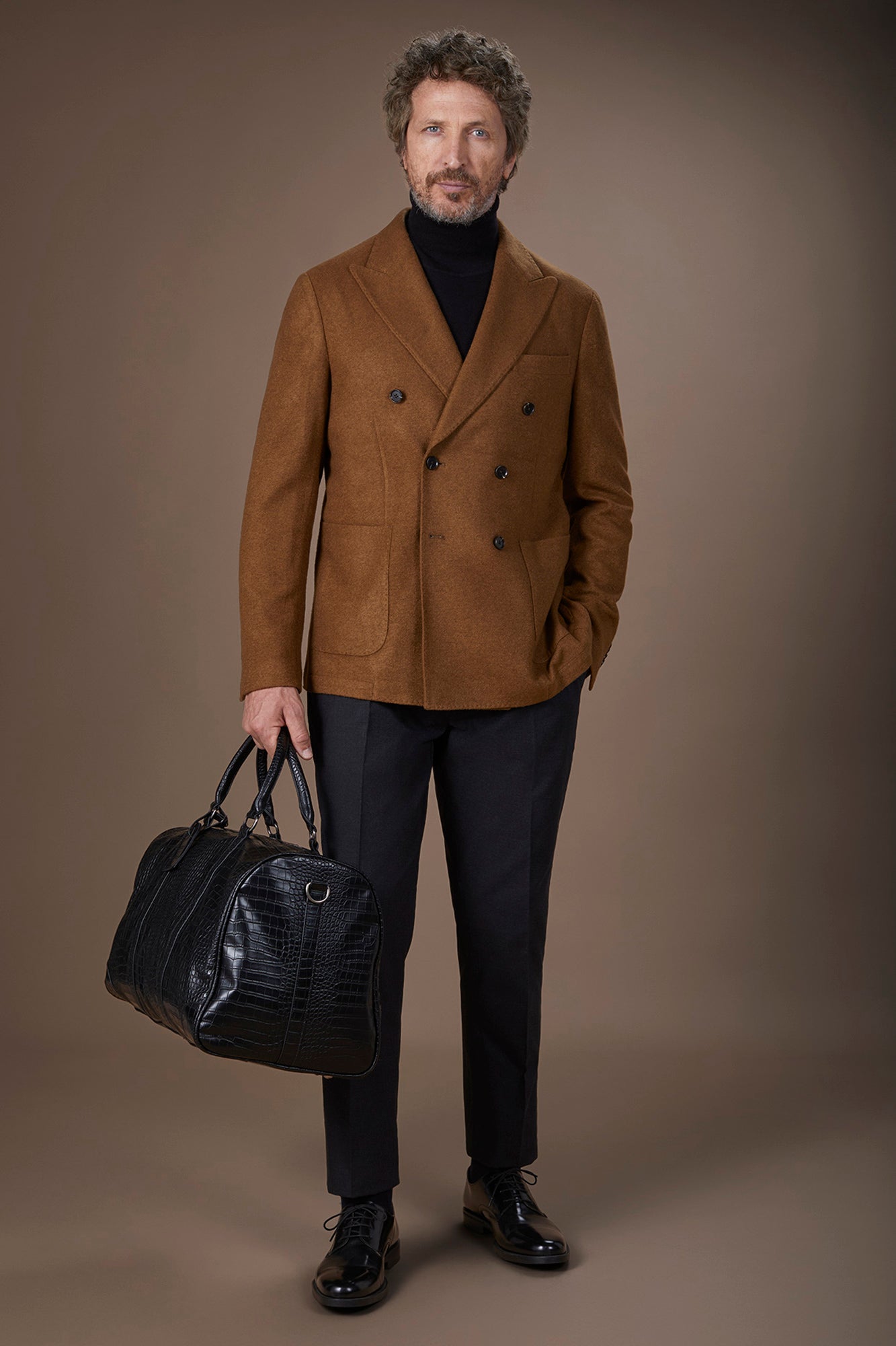 Men's double-breasted jacket in wool blend regular fit