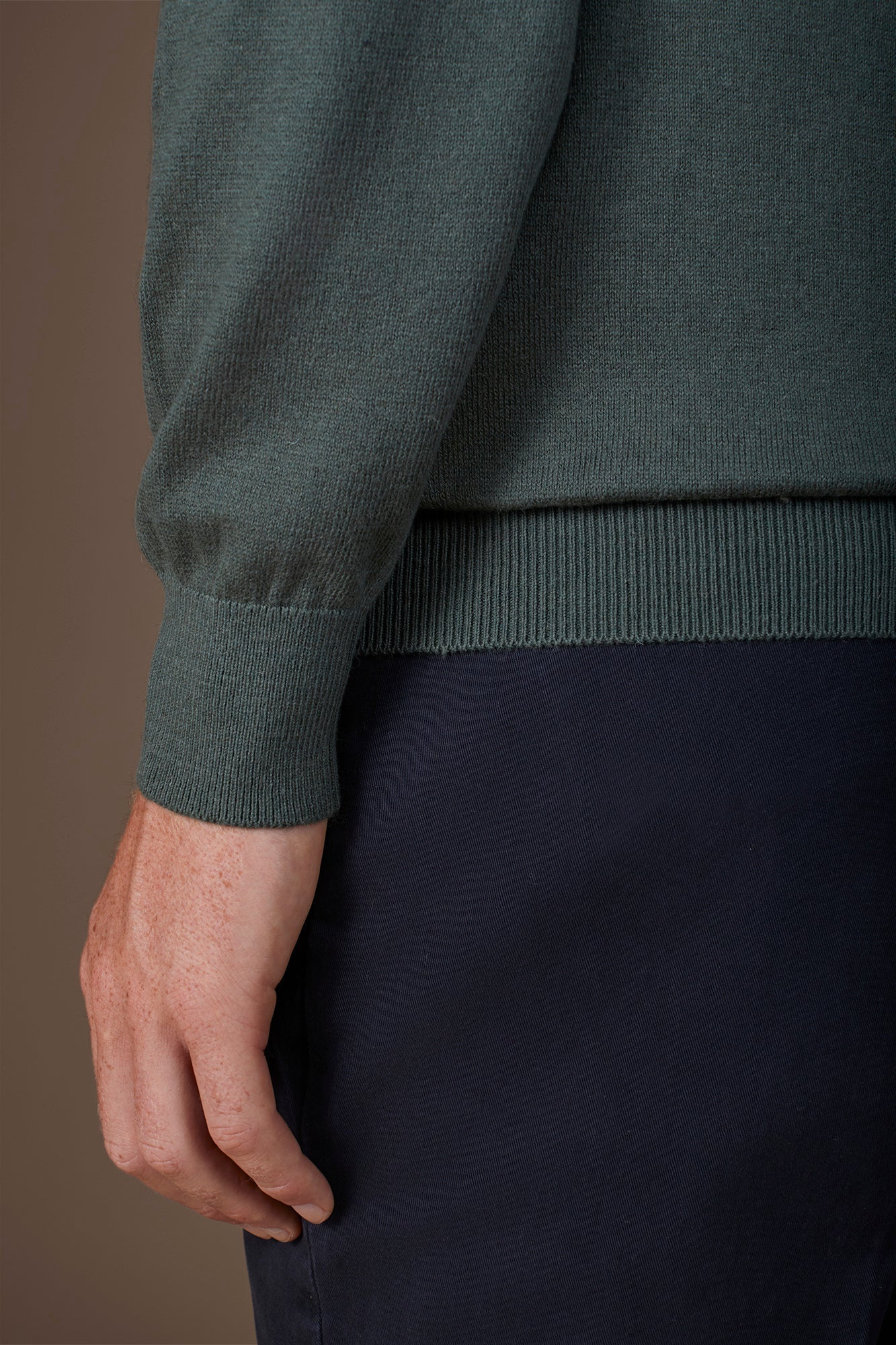 Men's regular fit crew neck jumper in wool and cotton