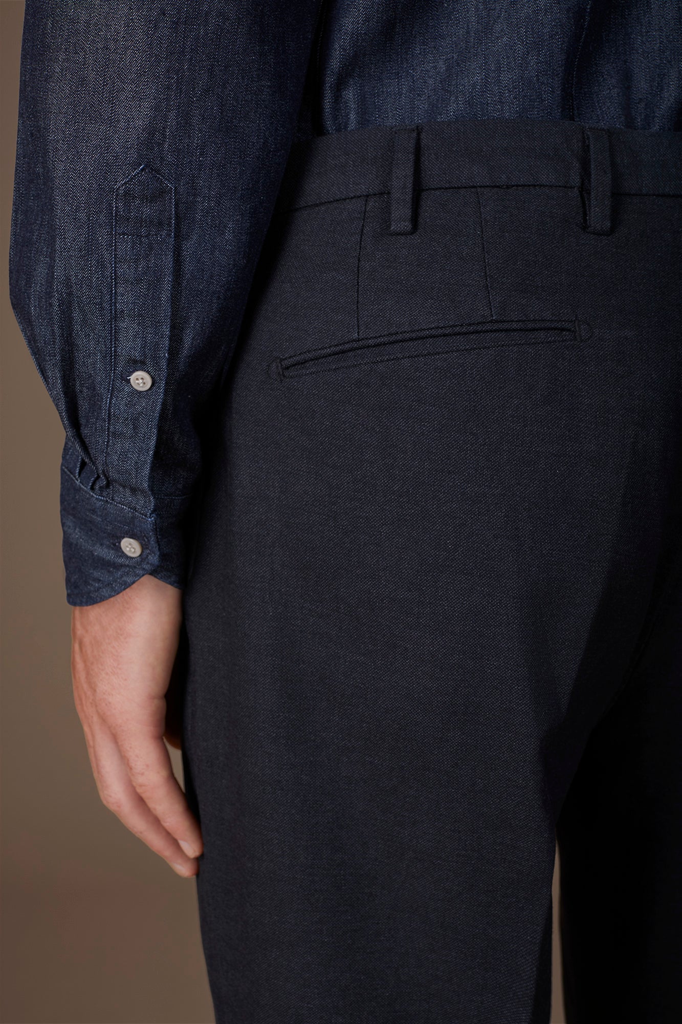Classic regular fit men's trousers in melange twill