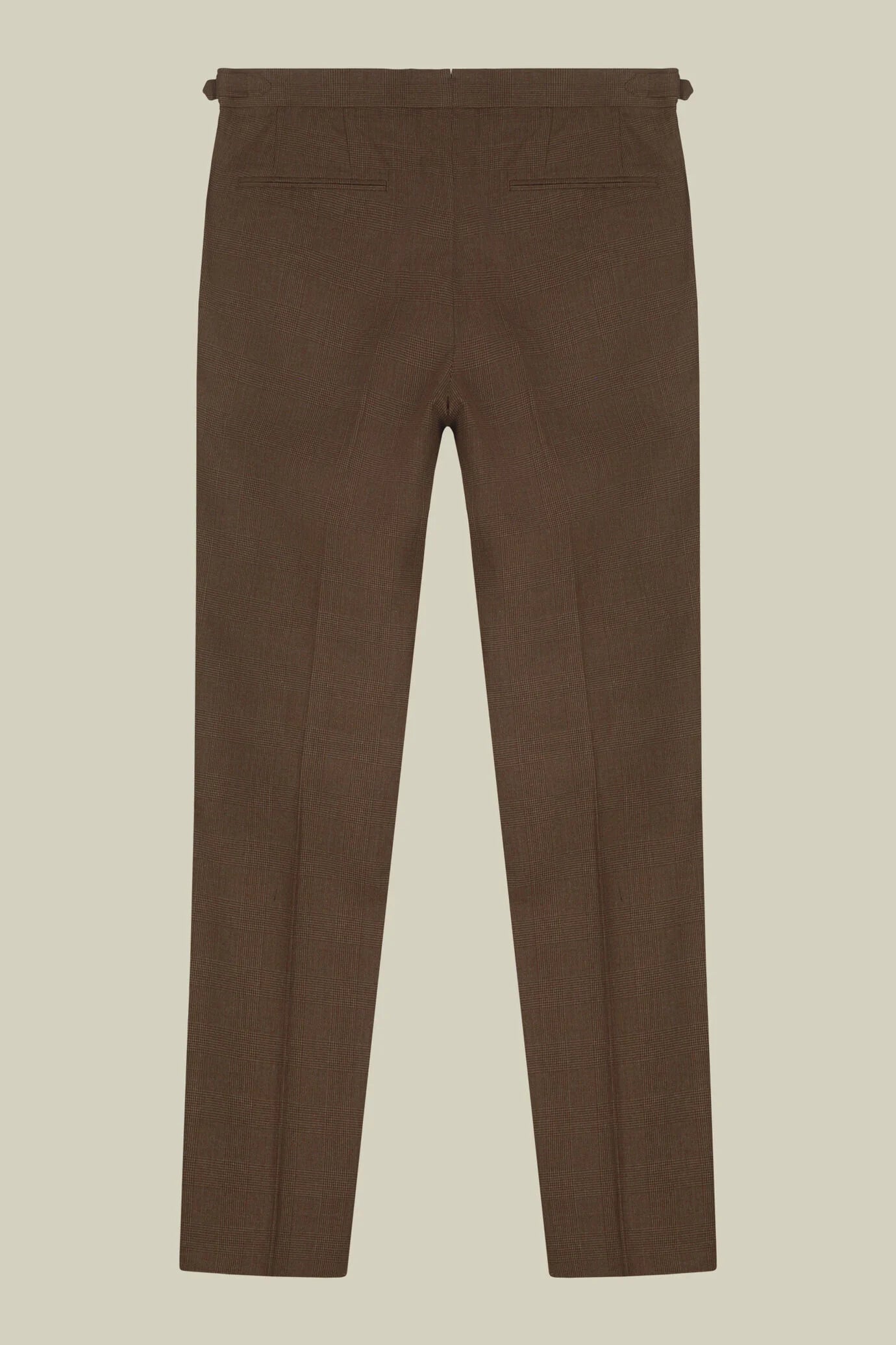 Men's Prince of Wales trousers with double pleats and side buckles
