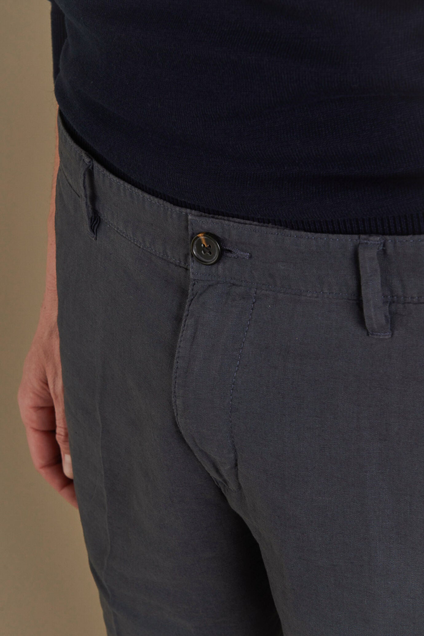 Chino bermuda double pinces linen and cotton blended