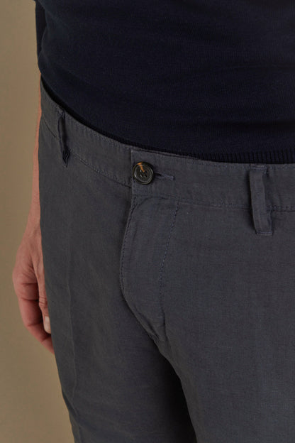 Chino bermuda double pinces linen and cotton blended
