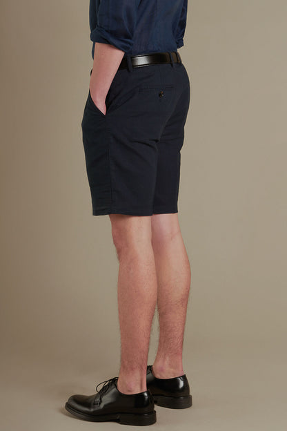 Chino bermuda double pinces linen and cotton blended