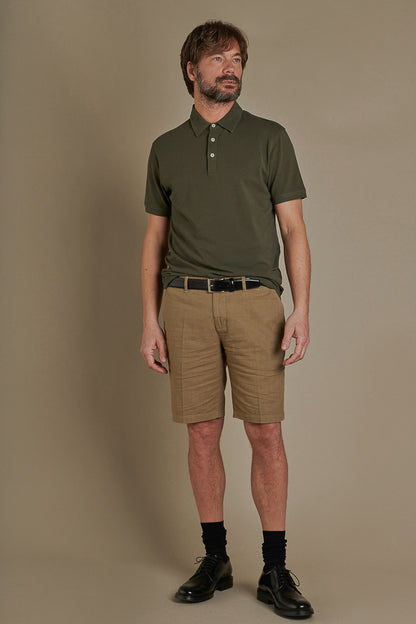 Chino bermuda double pinces linen and cotton blended