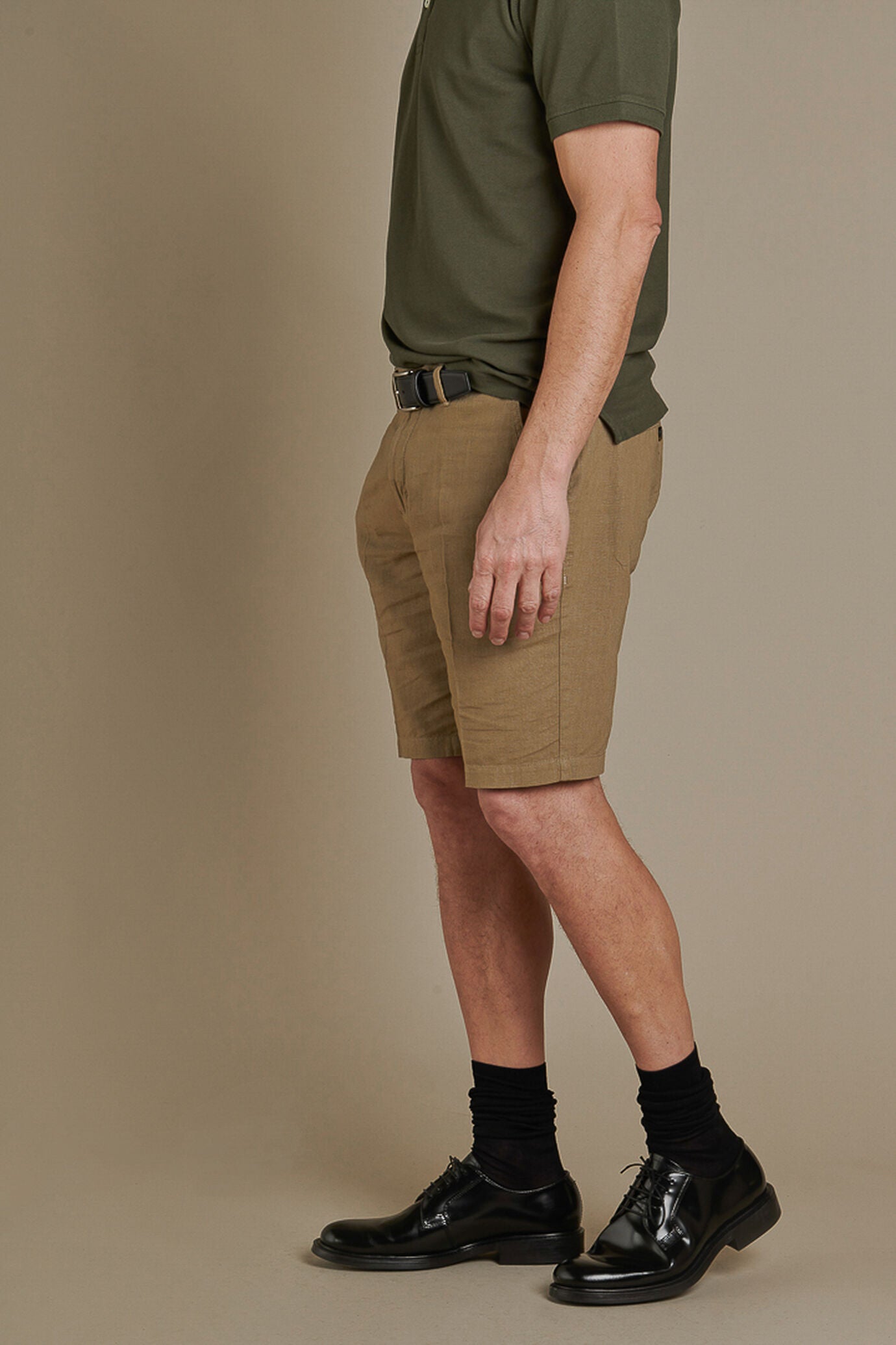 Chino bermuda double pinces linen and cotton blended