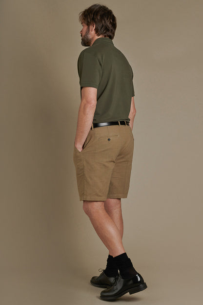 Chino bermuda double pinces linen and cotton blended