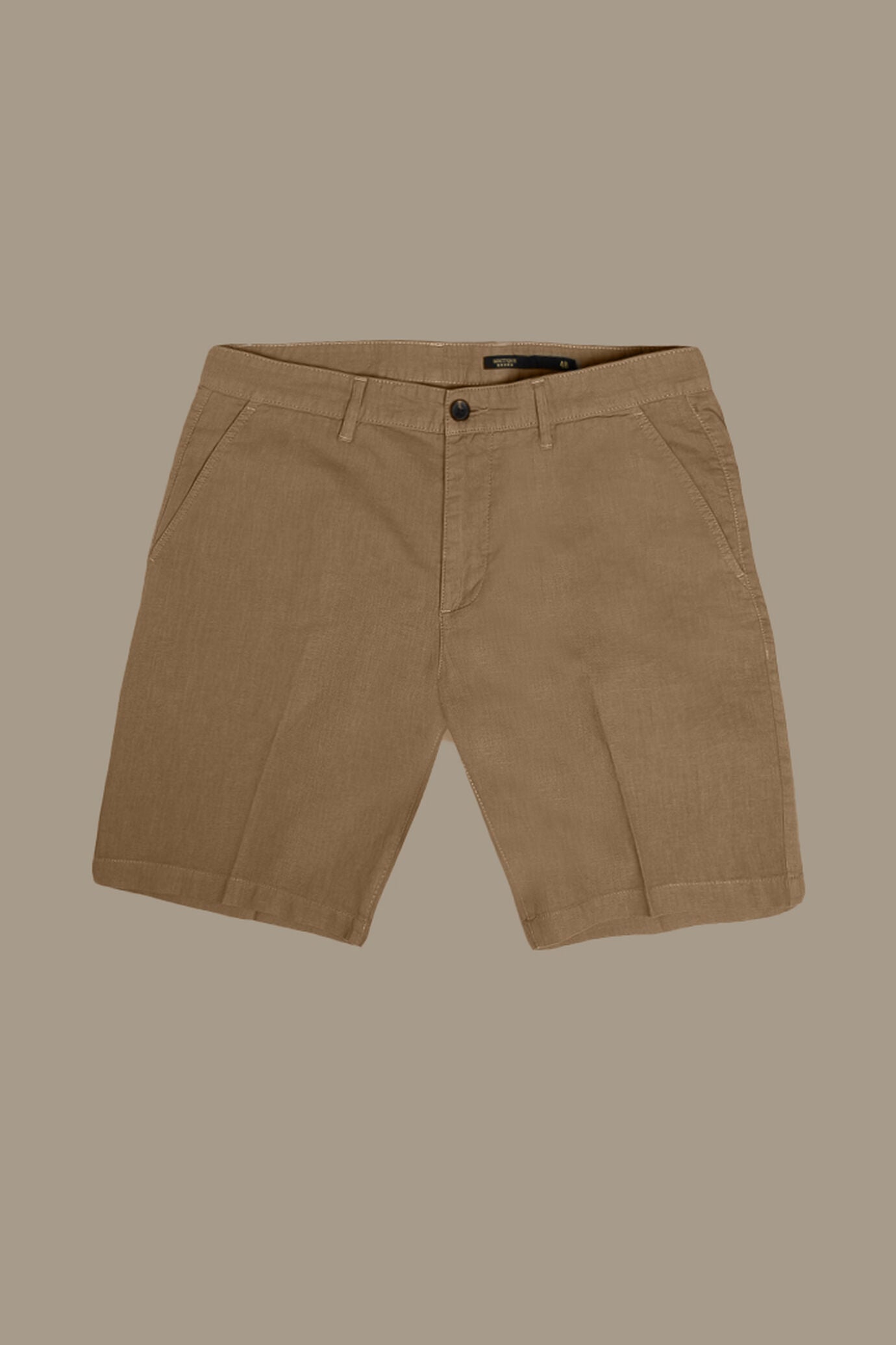 Chino bermuda double pinces linen and cotton blended