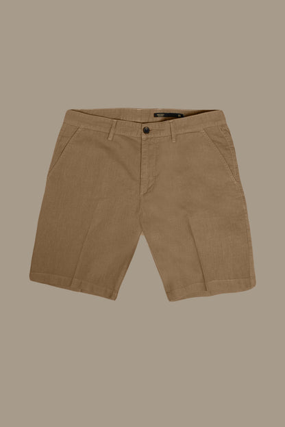 Chino bermuda double pinces linen and cotton blended