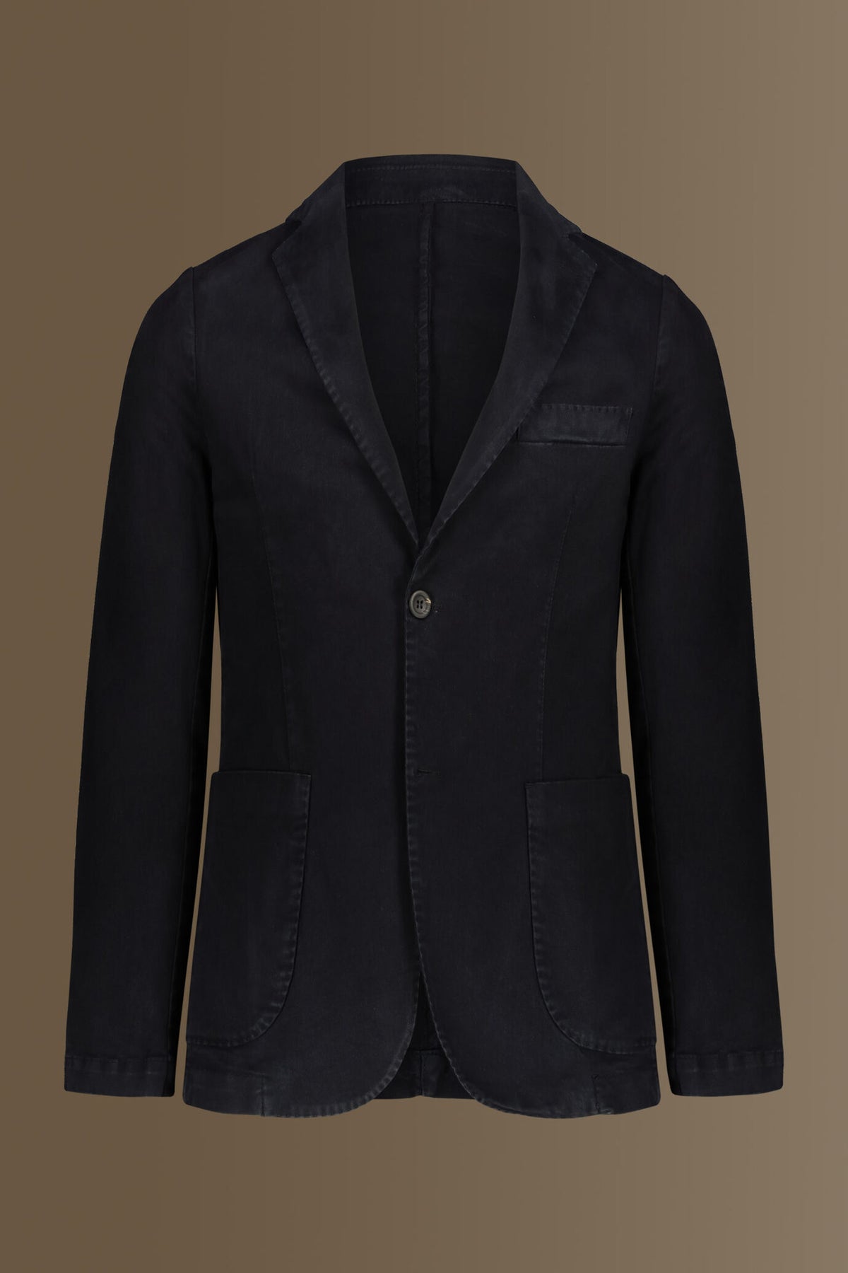 Single breasted jacket garment dyed