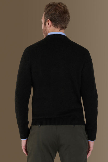 Round neck sweater in cotton- wool blend