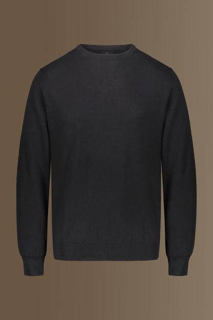 Round neck sweater in cotton- wool blend