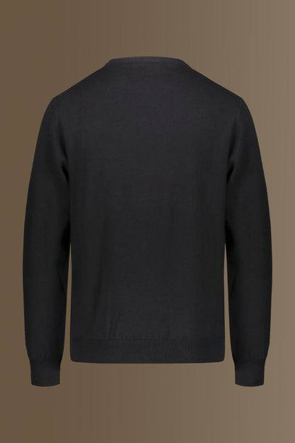 Round neck sweater in cotton- wool blend