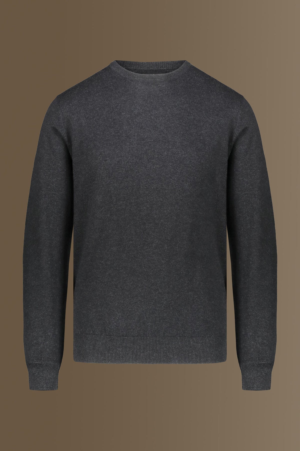 Round neck sweater in cotton- wool blend