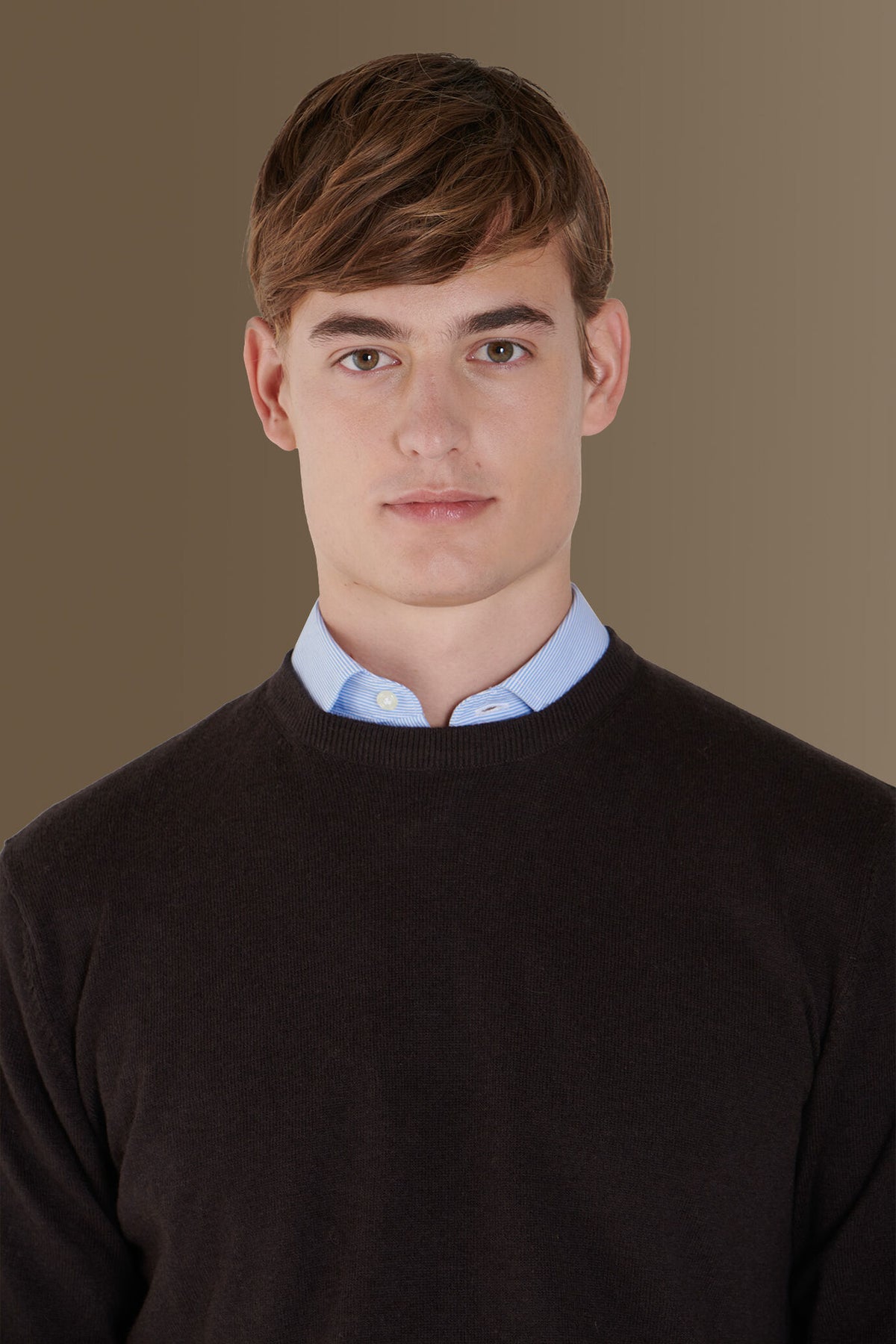 Round neck sweater in cotton- wool blend