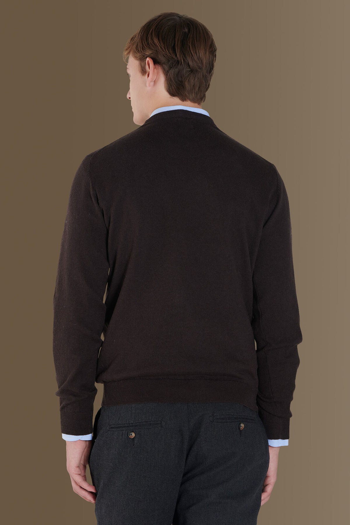 Round neck sweater in cotton- wool blend