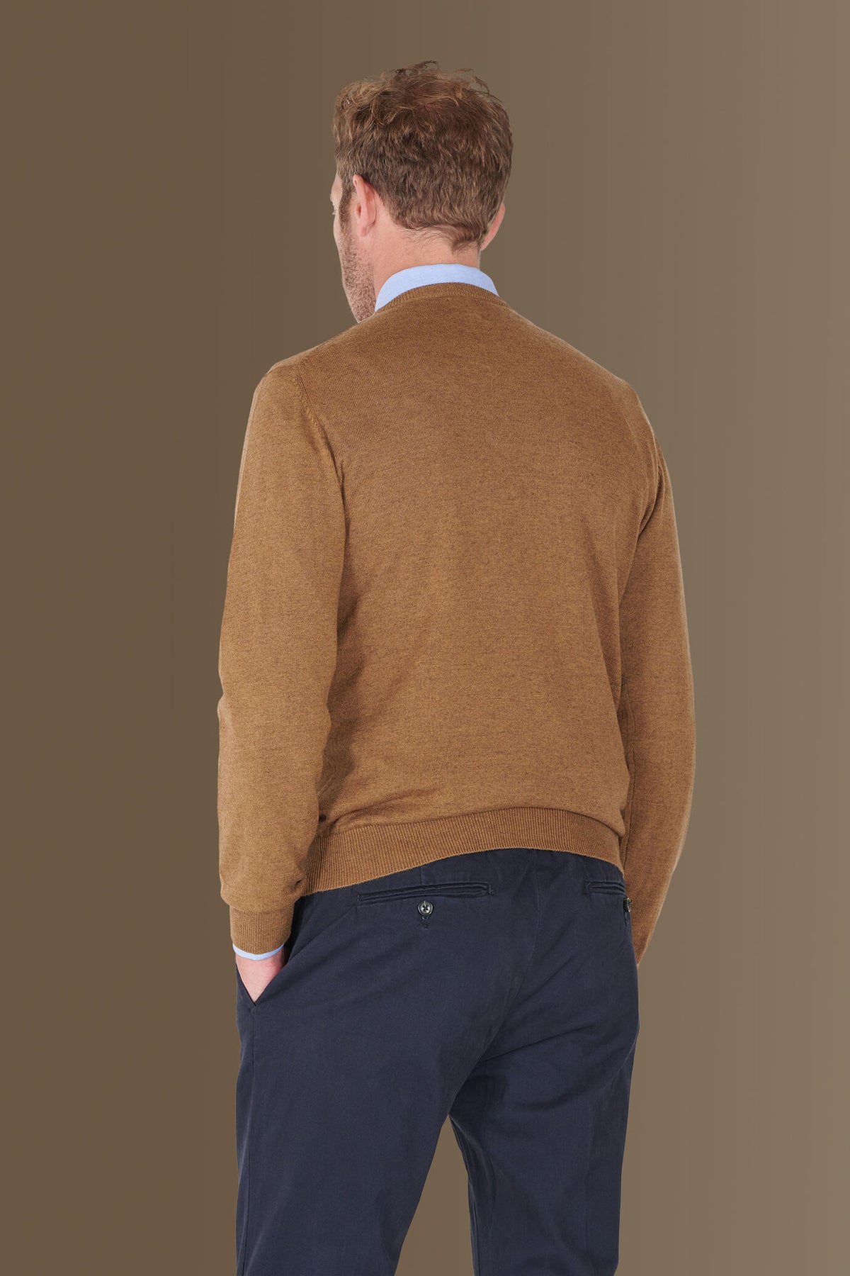 Round neck sweater in cotton- wool blend