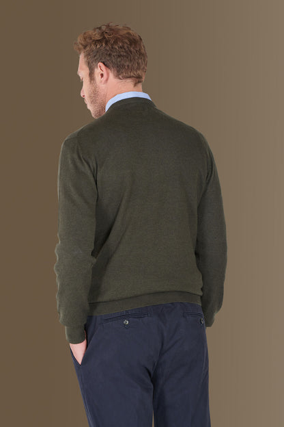 Round neck sweater in cotton- wool blend