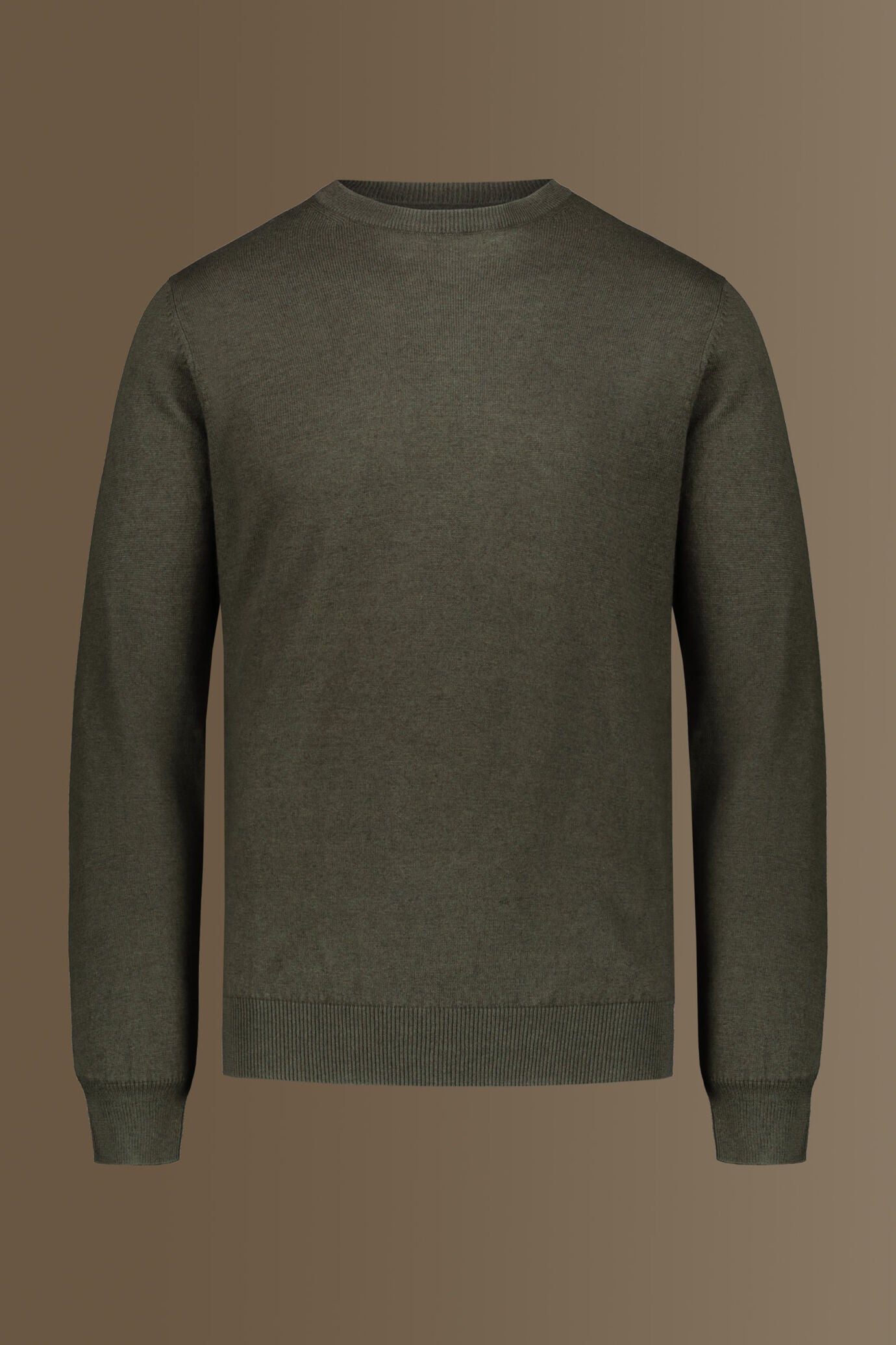 Round neck sweater in cotton- wool blend