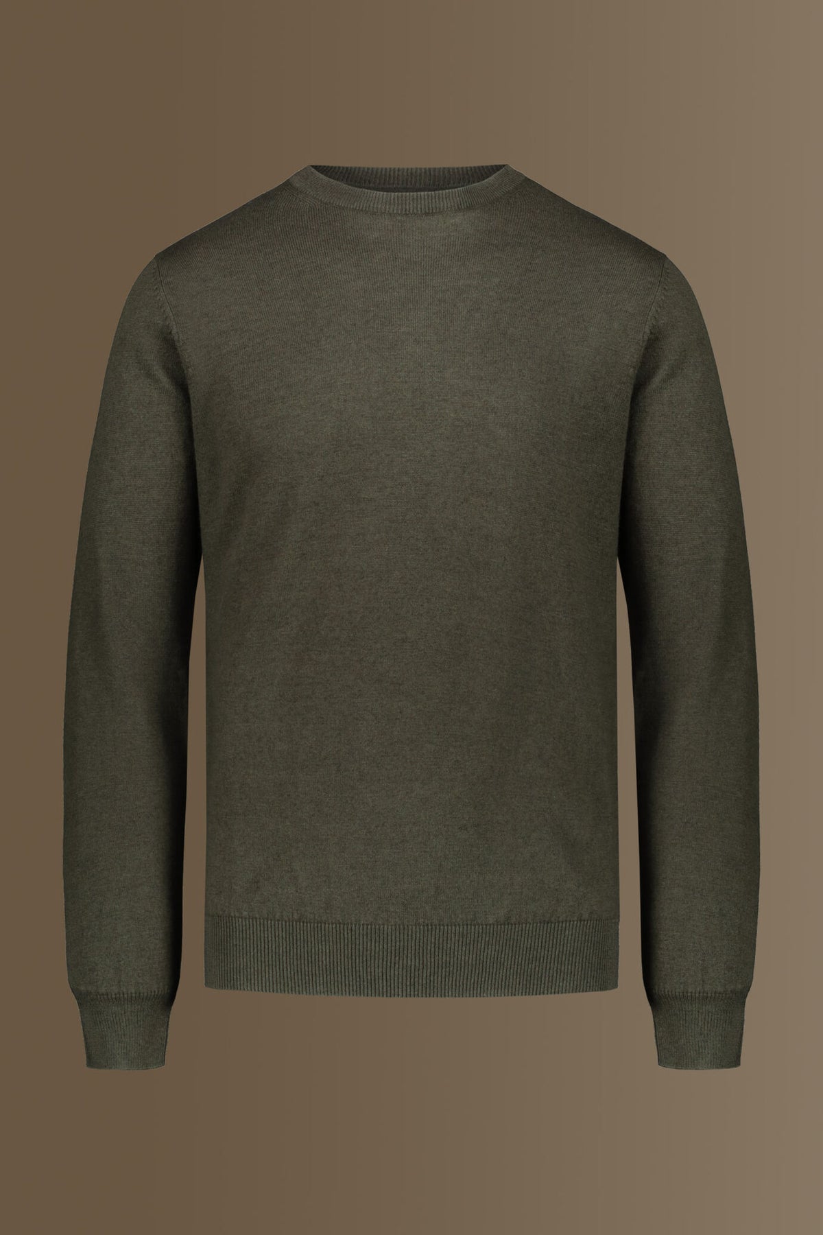Round neck sweater in cotton- wool blend