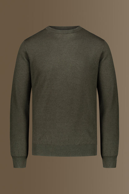 Round neck sweater in cotton- wool blend