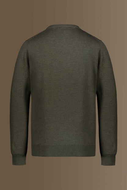 Round neck sweater in cotton- wool blend