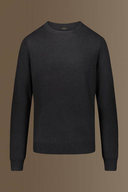 Round neck sweater in cotton- wool blend
