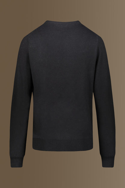 Round neck sweater in cotton- wool blend