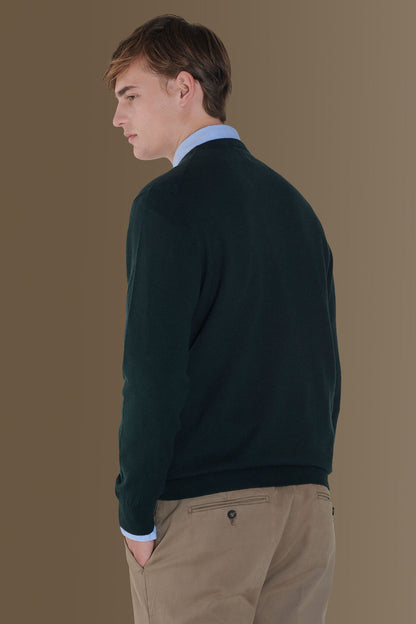 Round neck sweater in cotton- wool blend