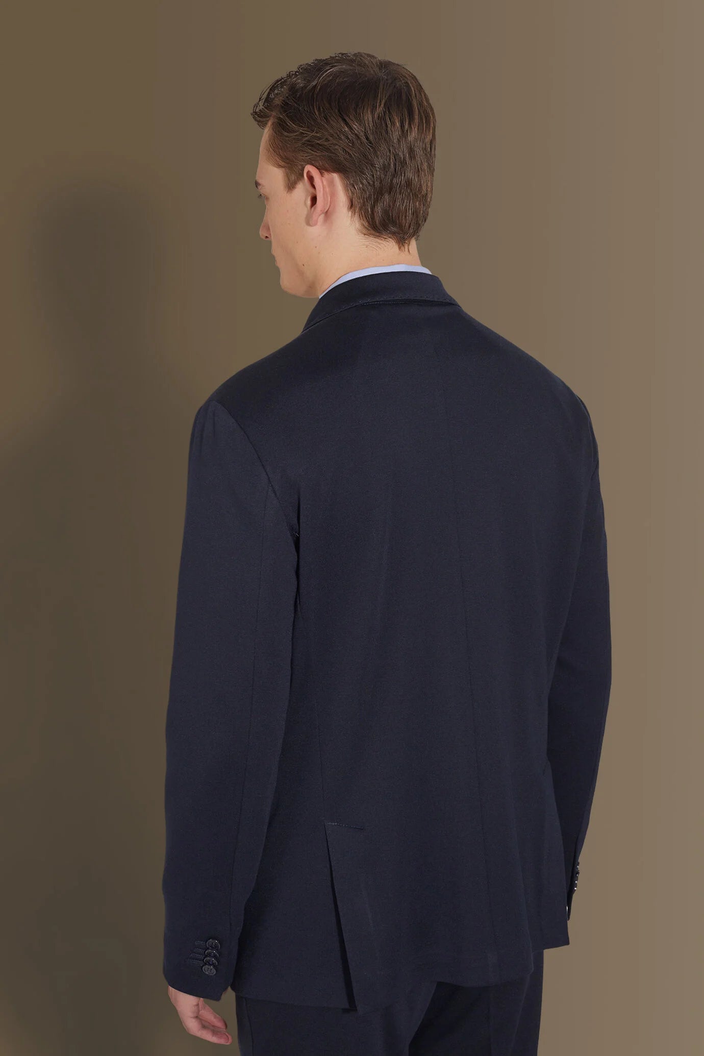 Single breasted suit flat trousers jersey fabric